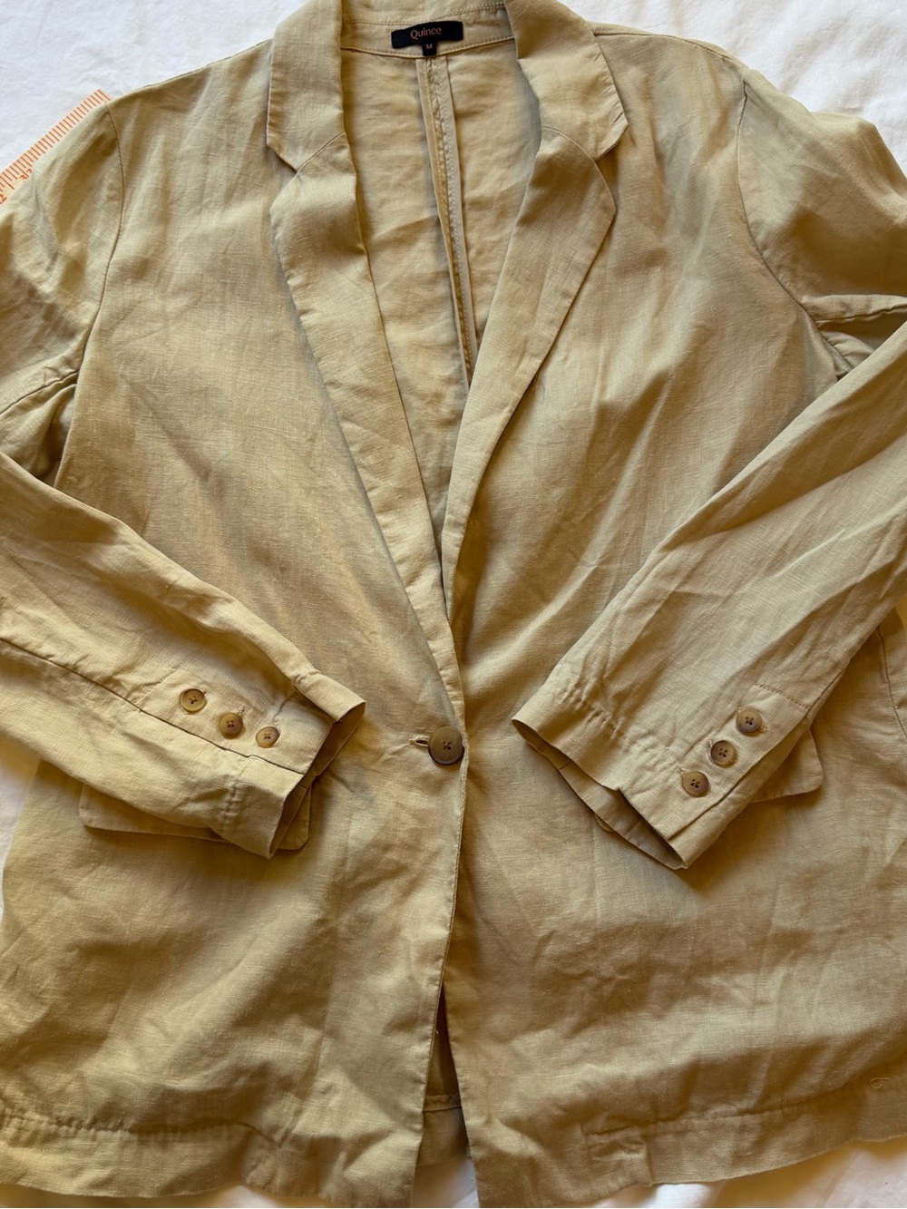 Quince 100% European Linen Blazer Jacket Sand Tan Size Medium Oversized Relaxed - Picture 4 of 7